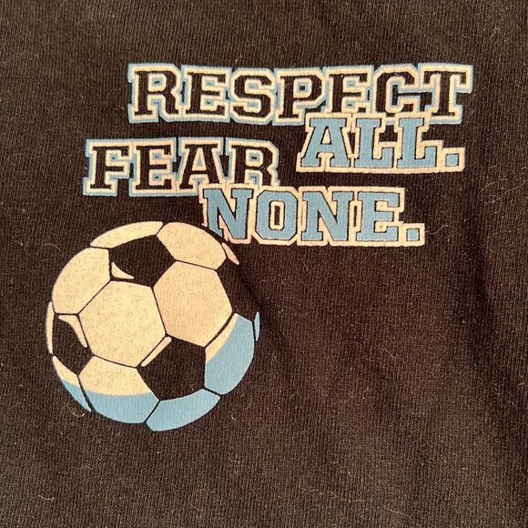 Gildan Short Sleeve Small Black Blue White Cotton Soccer T-Shirt Respect All Fea - Picture 3 of 5